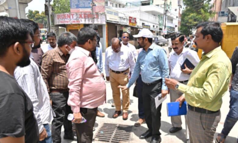 Hyderabad water board officials on June 3 inspects sewerage works at Malakpet