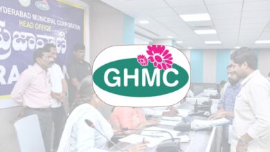 Image of GHMC logo along with the file photo of Prajavani program