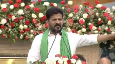 The image shows Telangana CM A Revanth Reddy challenging BRS chief KCR for a debate in the assembly on AP's Banakacherla project, on June 24, 2025.