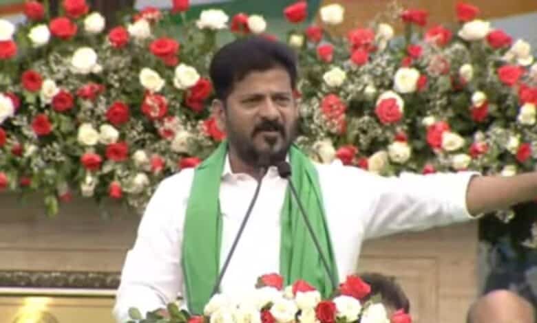 The image shows Telangana CM A Revanth Reddy challenging BRS chief KCR for a debate in the assembly on AP's Banakacherla project, on June 24, 2025.
