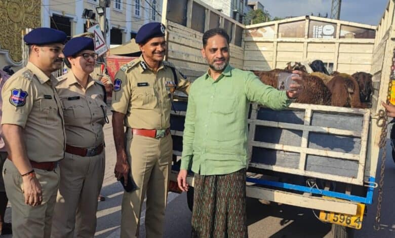 Hyderabad police commissioner CV Anand along with other officials conducts surprise inspections on June 6 ahead of Bakrid