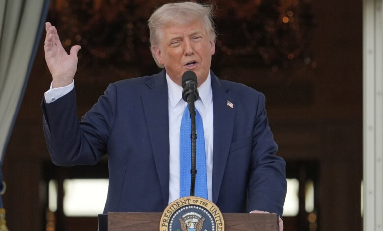 Donald Trump speaks.