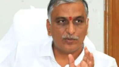 BRS MLA T Harish Rao addresses a meeting