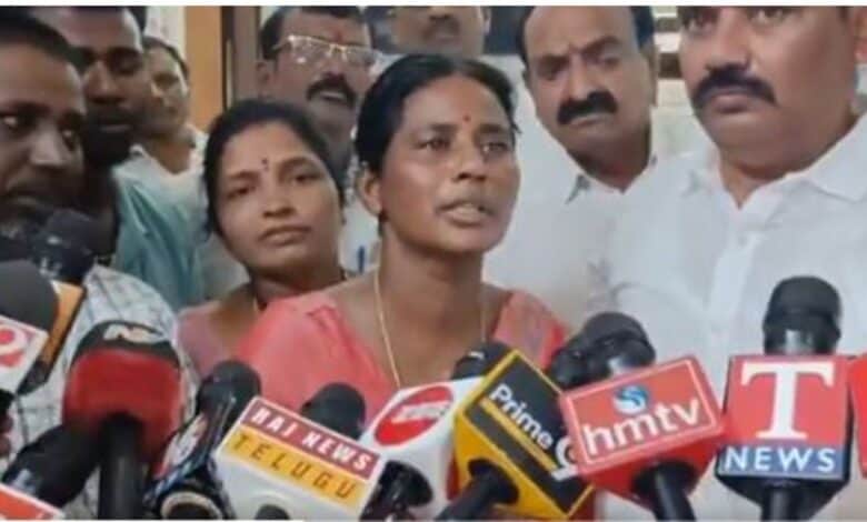 Aruna's mother addresses the media after her death at the Balanagar PHC
