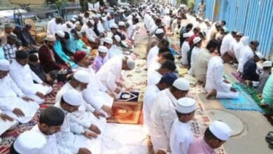 An image of peopple offering Eid prayers in Hyderabad used for represetational purpose