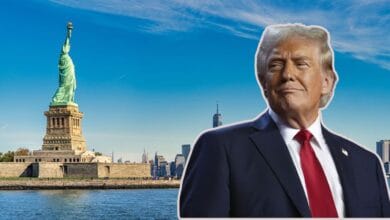 The image displays a picture of US President Donald Trump