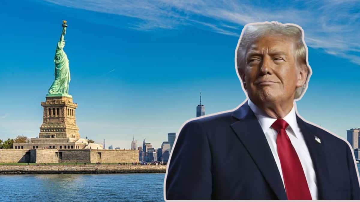 The image displays a picture of US President Donald Trump