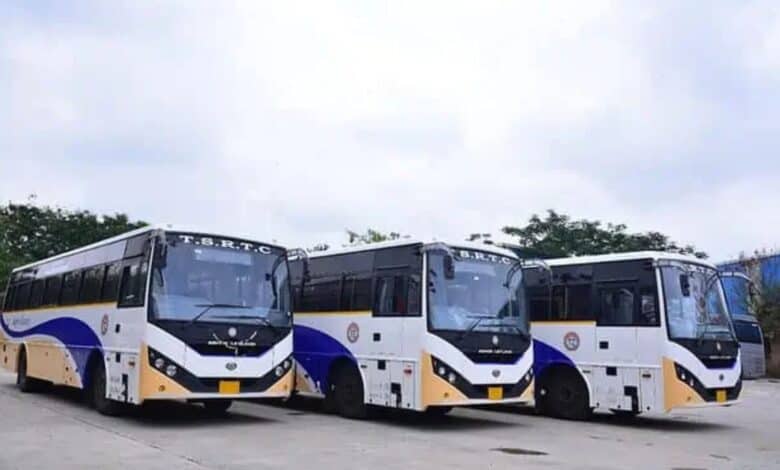 An image of TSRTC buses