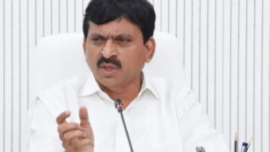 Tleangana revenue minister Ponguleti Srinivas Reddy addresses a meeting