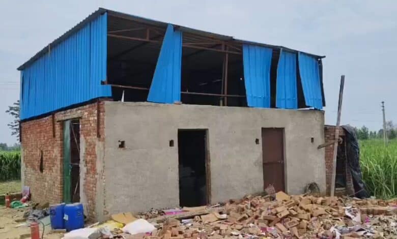 The firecracker factory in UP's Amroha district. An explosion on Monday killed four workers