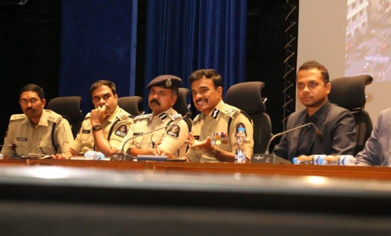 Hyderabad Police Commissioner CV Anand reviews traffic issues at a meeting on Friday
