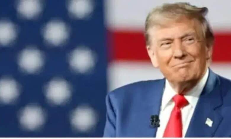 US President Donald Trump addresses a meeting
