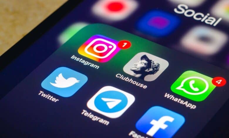 A photo of social media symbols