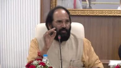 Uttam Kumar Reddy addressing the all-party meeting of Telangana MPs on Polavaram-Banakacherla Link Project on Wednesday, June 18, 2025.