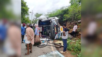 Bus overturns in Telangana