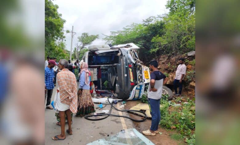 Bus overturns in Telangana