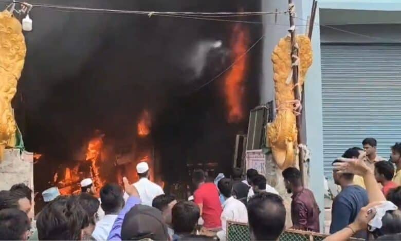 fire erupts in pahadi shareef