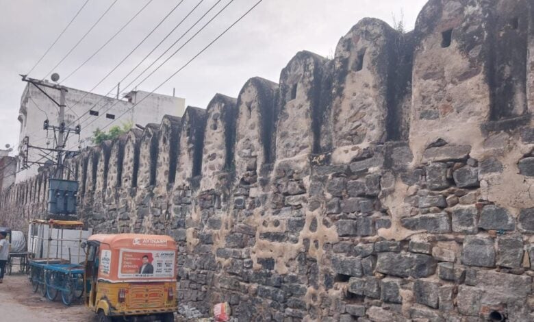 Historic fortification wall in Hyderabad