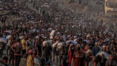 People in Gaza gather food