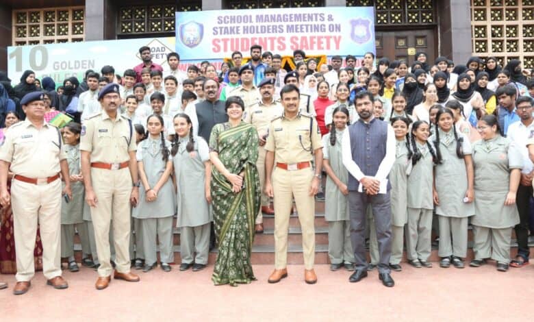 Student safety awareness program by hyderabad traffic police