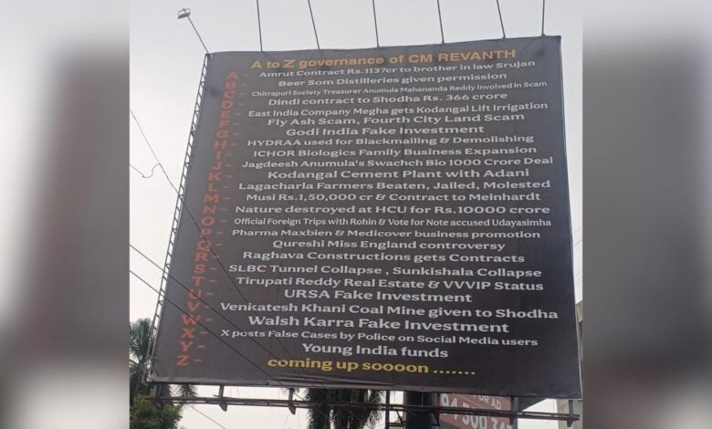 Anti-Congress hoardings erected in Hyderabad, later removed