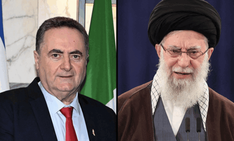 Images of Israel's Defence Minister Israel Katz (left) and Iran's Supreme Leader Ayatollah Ali Khamenei (right).