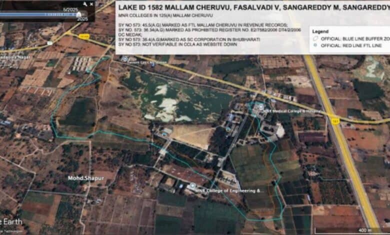 Environmental activist Dr Lubna Sarwath writes toSangareddy collector, alleging encroachment of FTL and buffer zone of Mallam Chevuru on the outskirts of Sangareddy town.
