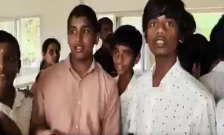 Students protest over poor quality of food at the tribal school hostel in Telangana