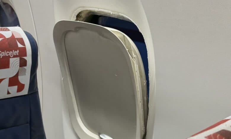 Window frame of Spicejet flight