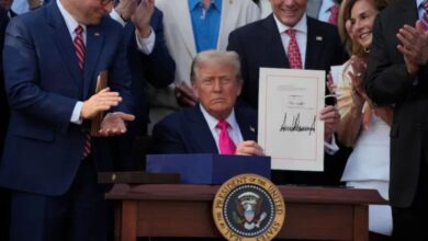 Us President Donald Trump signs One Big Beautiful Bill law on Saturday