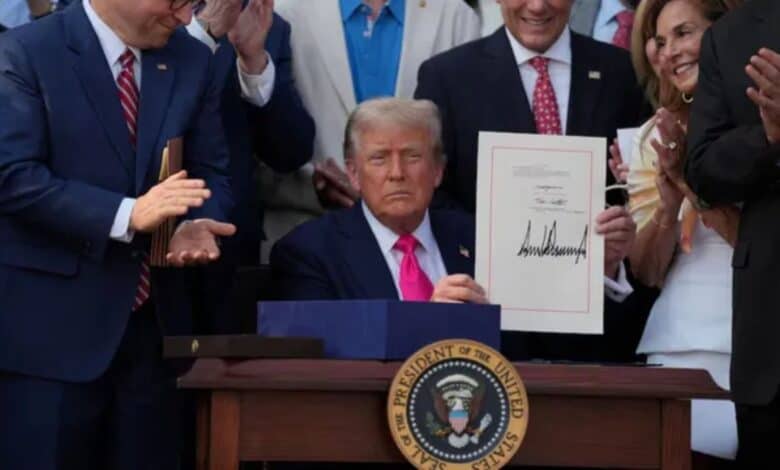 Us President Donald Trump signs One Big Beautiful Bill law on Saturday