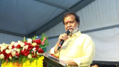 Telangana health minister addresses a gathering in Nagarkurnool