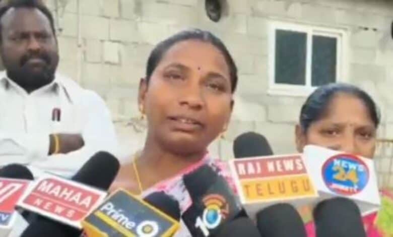 victim's mother addresses the media in Suryapet