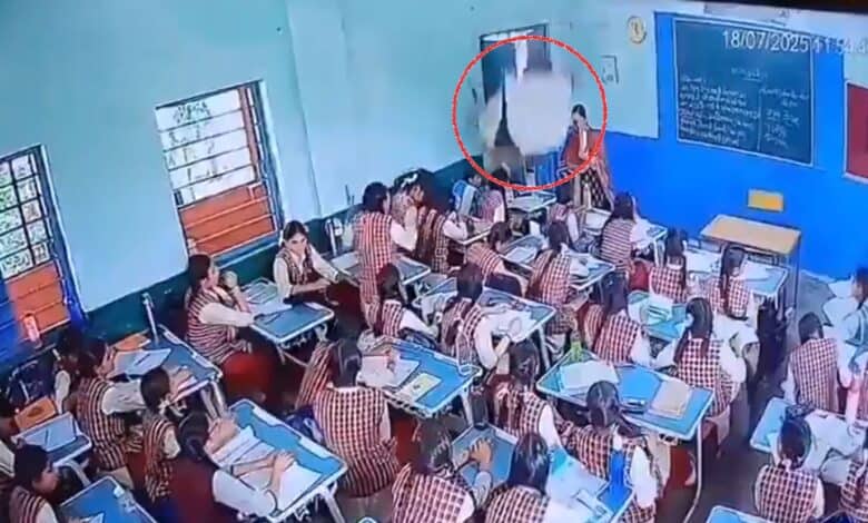 A ceiling plaster falls on two girl students in Madhya Pradesh government school