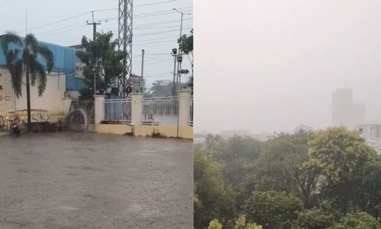 Rains lash out in Bandlaguda (left) and Kismatpur (right) of Hyderabad