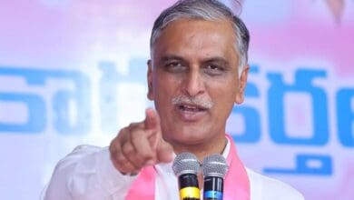 BRS MLA Harish Rao addresses a gathering