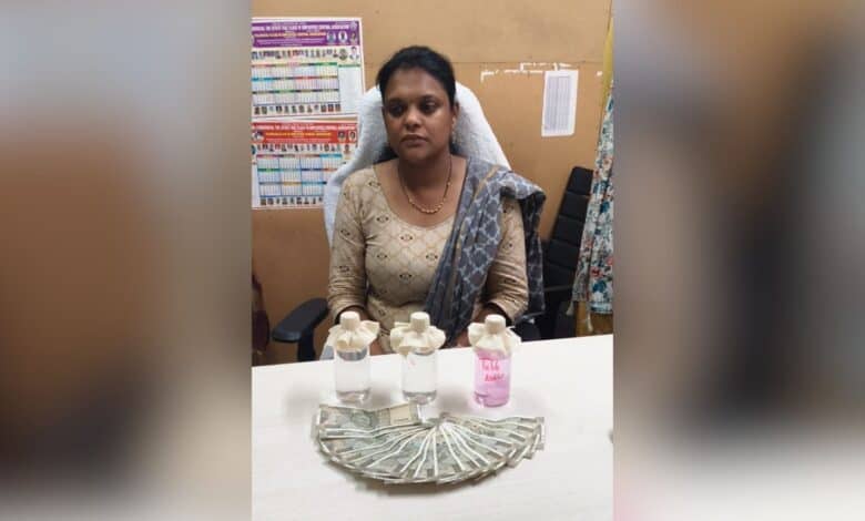 M Sudha, a government officer working in Madhapur, was arrested for demanding bribe