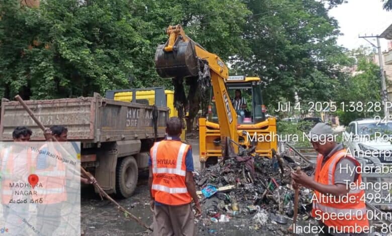 Hydraa clears drains ahead of monsoons in Hyderabad