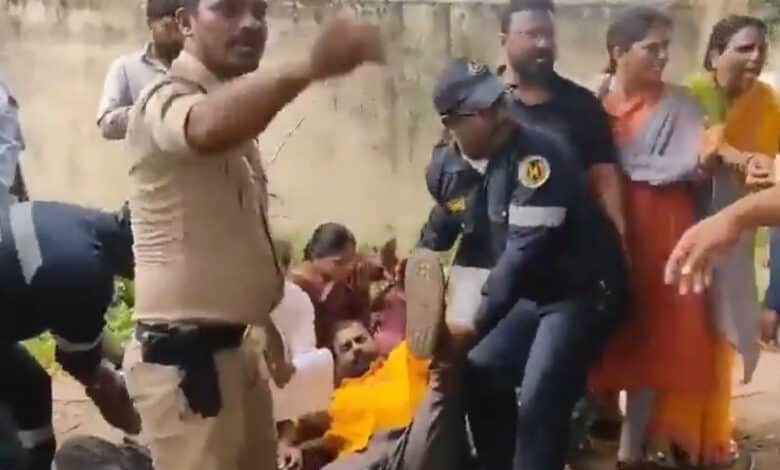 People protest HYDRAA demolitions at Rajendranagar