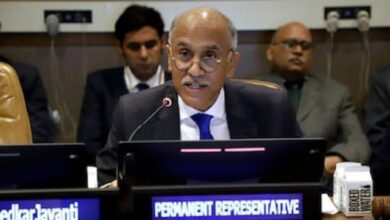 India’s Permanent Representative to the United Nations, Ambassador Parvathaneni Harish, speaking at a UN conference in New York.