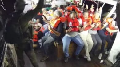 Israeli forces intercept the Handala aid ship en route to Gaza, as seen in a YouTube livestream.