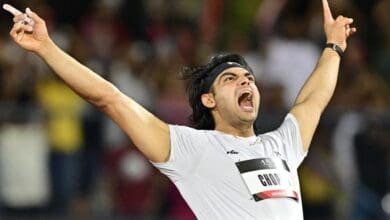 Neeraj Chopra celebrates win