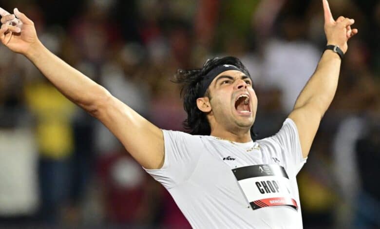 Neeraj Chopra celebrates win