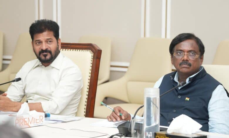 Telangana Chief Minister Revanth Reddy with Minister of Labour Vivek Venkatswamy