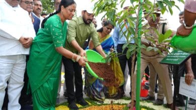 Telangana Environment minister Konda Surekha takes part in Van Mohatsav celebrations