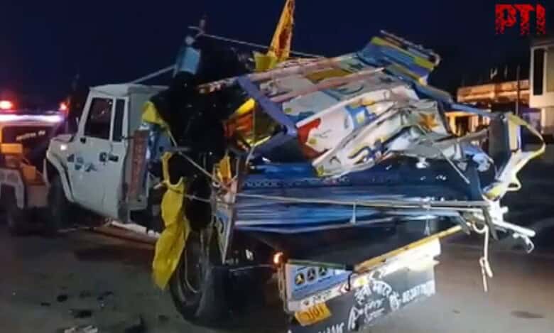 7 children among 11 killed as pickup van rams into truck