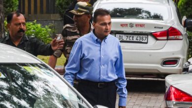 Anil Ambani arrives to appear before the Enforcement Directorate for questioning in a money laundering case