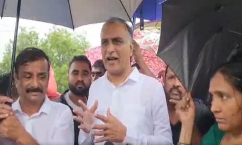 Harish Rao addresses the media in Medak