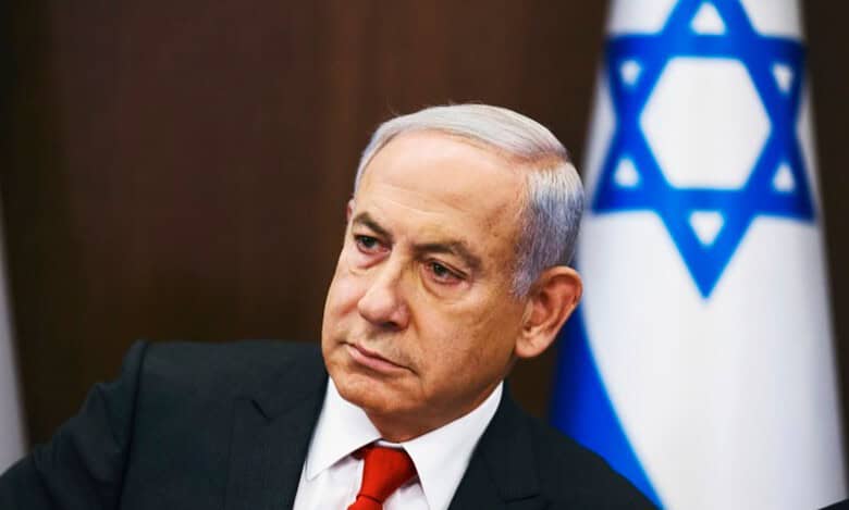 The image of a Israeli Prime Minister Benjamin Netanyahu.