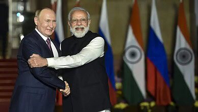 Prime Minister Narendra Modi with Russian President Vladimir Putin